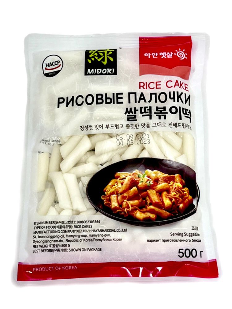 Рисовые палочки Токпокки Midori, 500 г, 2 шт