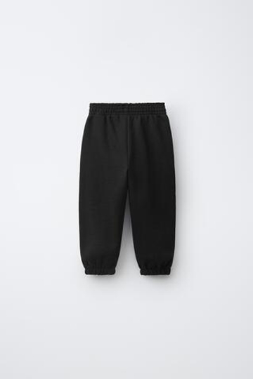 ZARA ОДНОТОННЫЕ БРЮКИ-ДЖОГГЕРЫ, ЧЕРНЫЙ