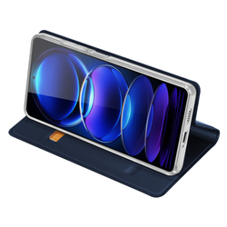 Чехол книжка из кожи синего цвета для Xiaomi Redmi Note 12 Pro+ 5G, серия Skin Pro Series от Dux Ducis
