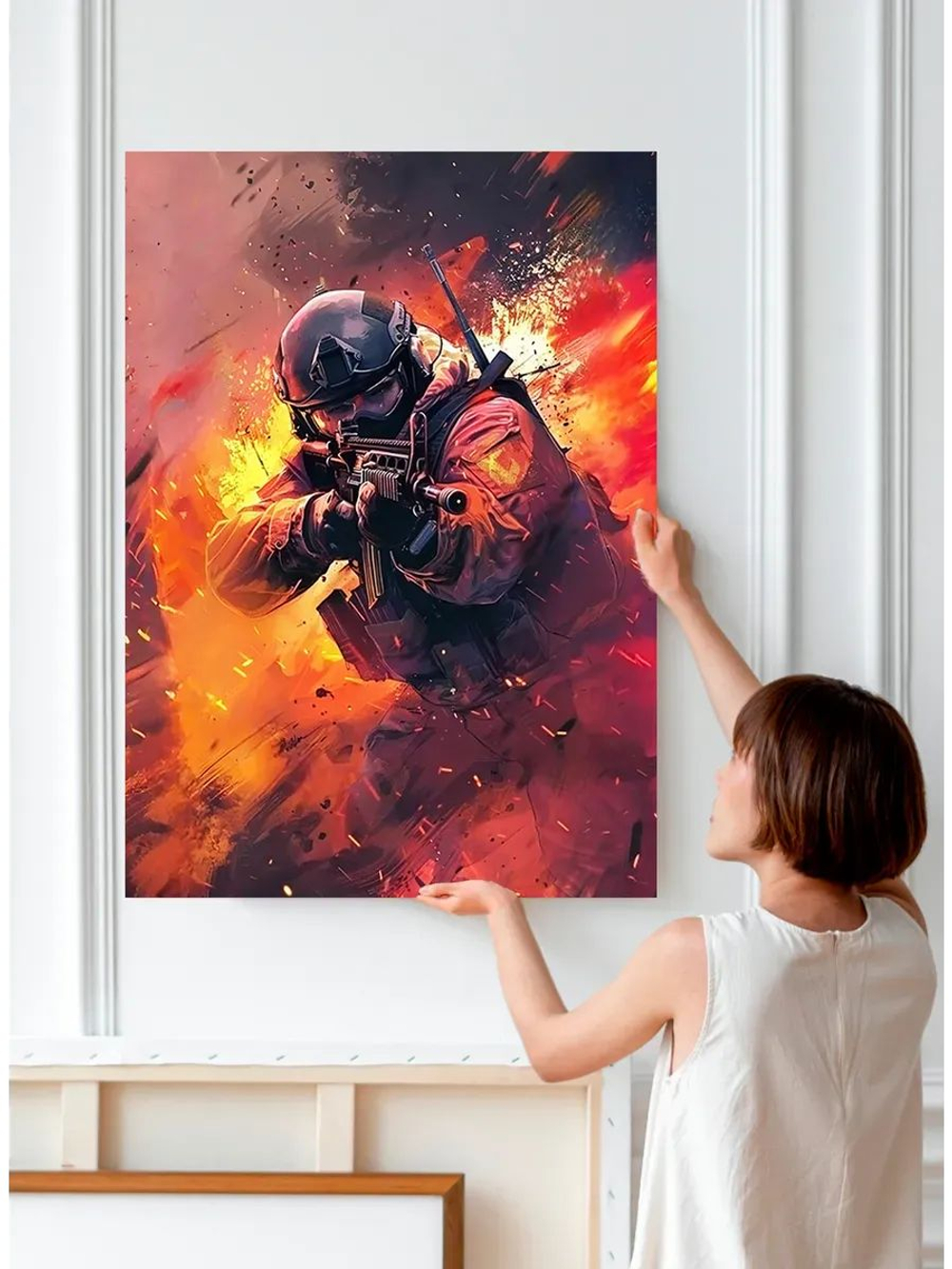 Картина "Огненный штурм", интерьерная 30х40см 1шт.