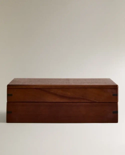 ZARA HOME БОЛЬШАЯ ДЕРЕВЯННАЯ ШКАТУЛКА ДЛЯ ДРАГОЦЕННОСТЕЙ, КОРИЧНЕВЫЙ