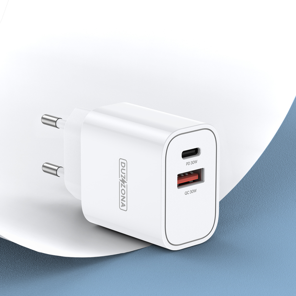 Быстрое зарядное устройство 30W с портами GaN, серия Travel Charger 1A1C от Duzzona