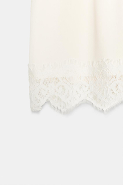ZARA АТЛАСНЫЕ ШОРТЫ С КРУЖЕВОМ, ЭКРЮ