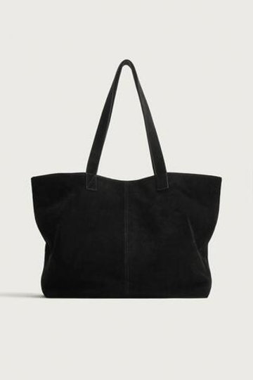 ZARA КОЖАНАЯ СУМКА-ШОПЕР, ЧЕРНЫЙ
