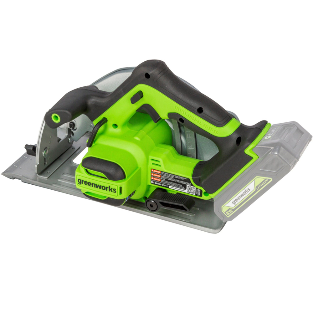 Дисковая пила Greenworks GD24CS, 24V, бесщеточная, 185х20мм, 4500 об/мин, рез 63мм, без АКБ и ЗУ , 1500907