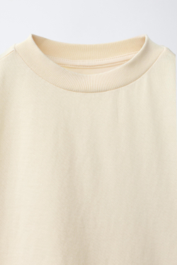 ZARA ФУТБОЛКА С ДВОЙНЫМИ РУКАВАМИ, ЭКРЮ