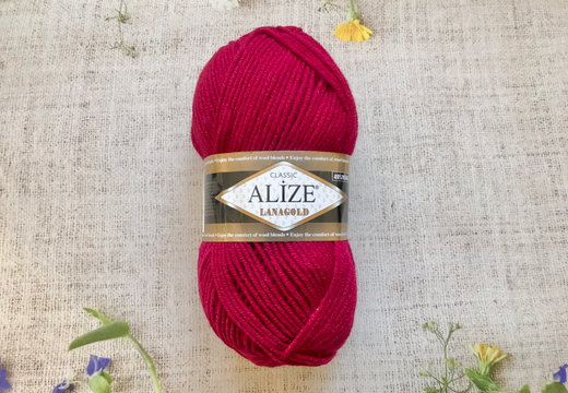 Пряжа ALIZE "Lana Gold Classic". 390 вишня