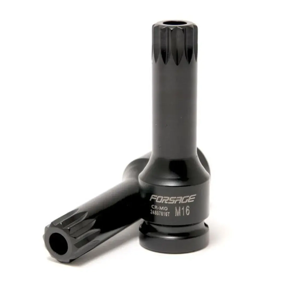 Головка-бита SPLINE глубокая ударная1/2'', M16 с отверстием Forsage F-24807816T