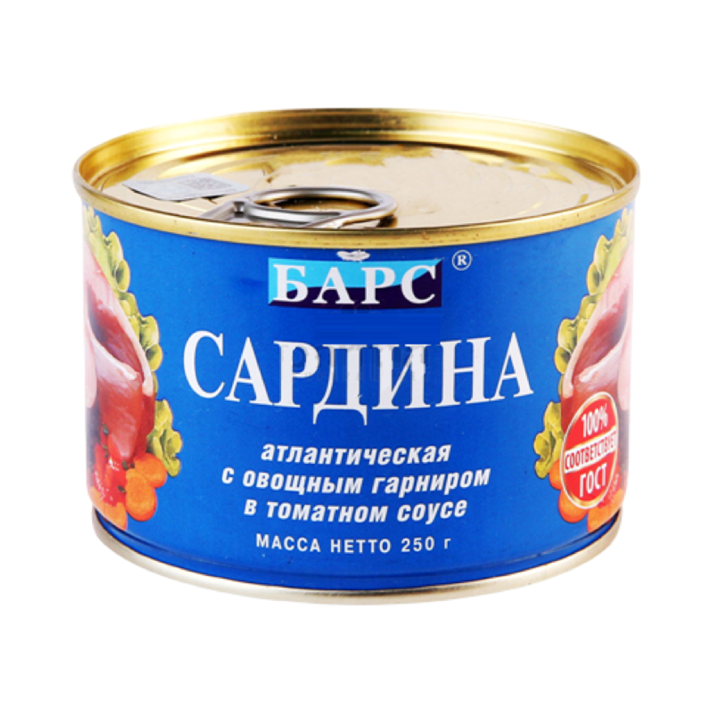 Сардина атл.с овощным гарниром в томатном соусе 250гр