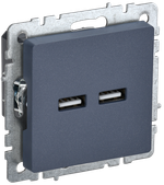 BRITE Розетка USB A+A 5В 3,1А РЮ10-1-БрМ маренго IEK