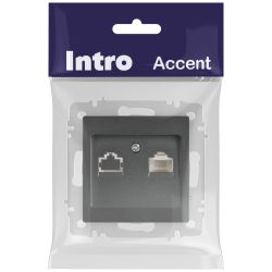 Розетка Intro Accent 6-303-07 информационная RJ45 IP20 СУ графит | Intro