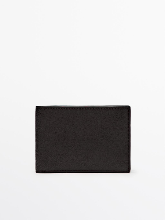 Massimo Dutti Горизонтальный кошелек из кожи наппа, коричневый