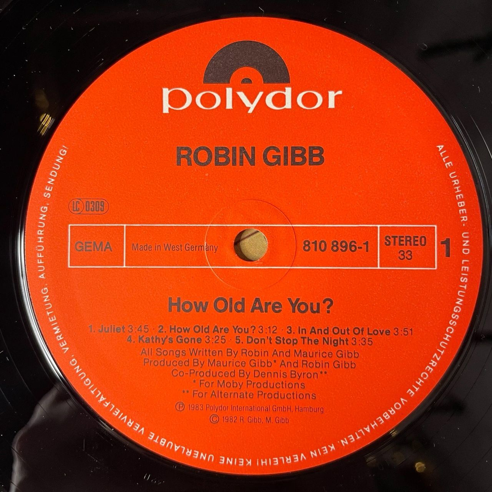 Винтажная виниловая пластинка LP Robin Gibb How Old Are You (Germany 1983)