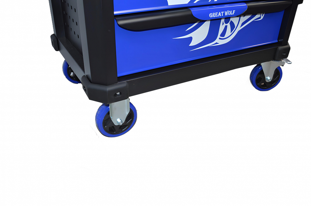 Инструментальная тележка с инструментом GW-7ST2 Blue (Great Wolf, 324поз), 7 ящиков, увеличенные колеса с тормозом, ЦЗ