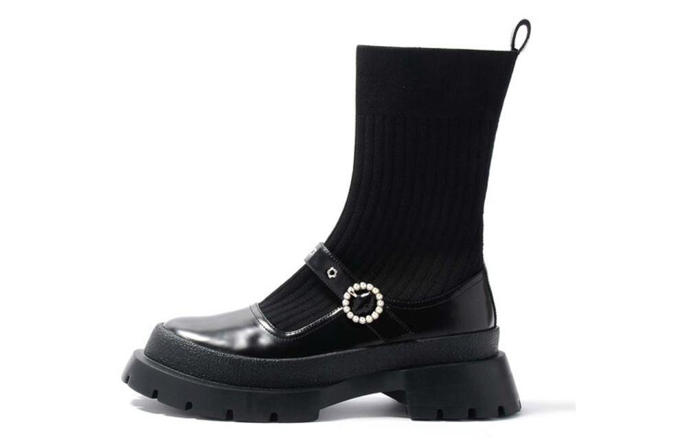 STEVE MADDEN Stretch & Sock Boots Women"s Black/Brown