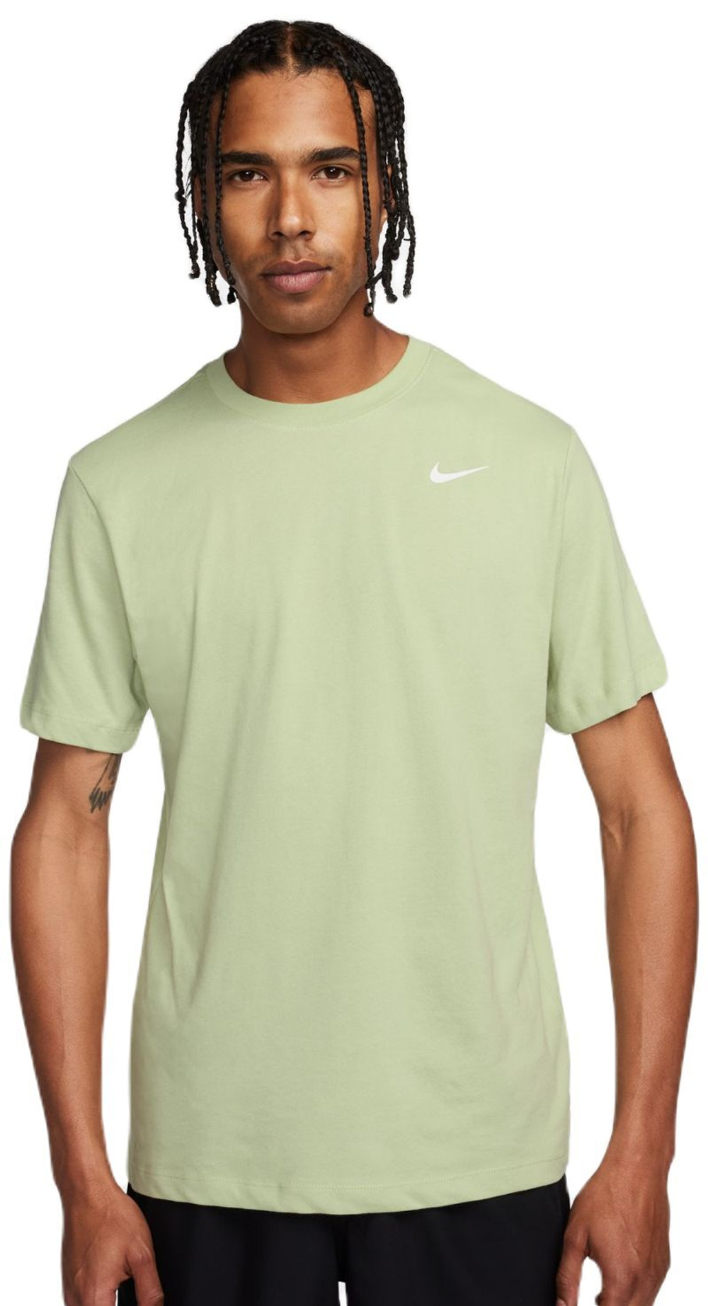 Мужская теннисная футболка Nike Solid Dri-Fit Crew - olive aura/white