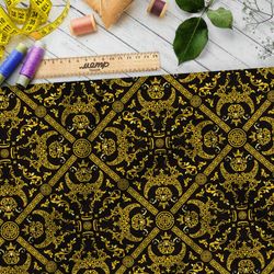 Ткань мембрана богатый самурайский узор на чёрном фоне