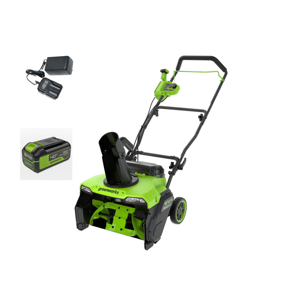 Снегоуборщик аккумуляторный бесщеточный Greenworks GD40STX2, 40V, 51 см, с 1хАКБ 5 Ач и ЗУ (2603407UG)