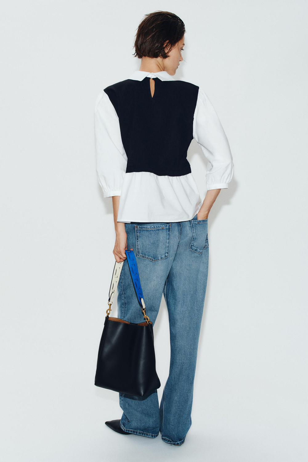 КОМБИНИРОВАННАЯ РУБАШКА ИЗ ПОПЛИНА — ZARA