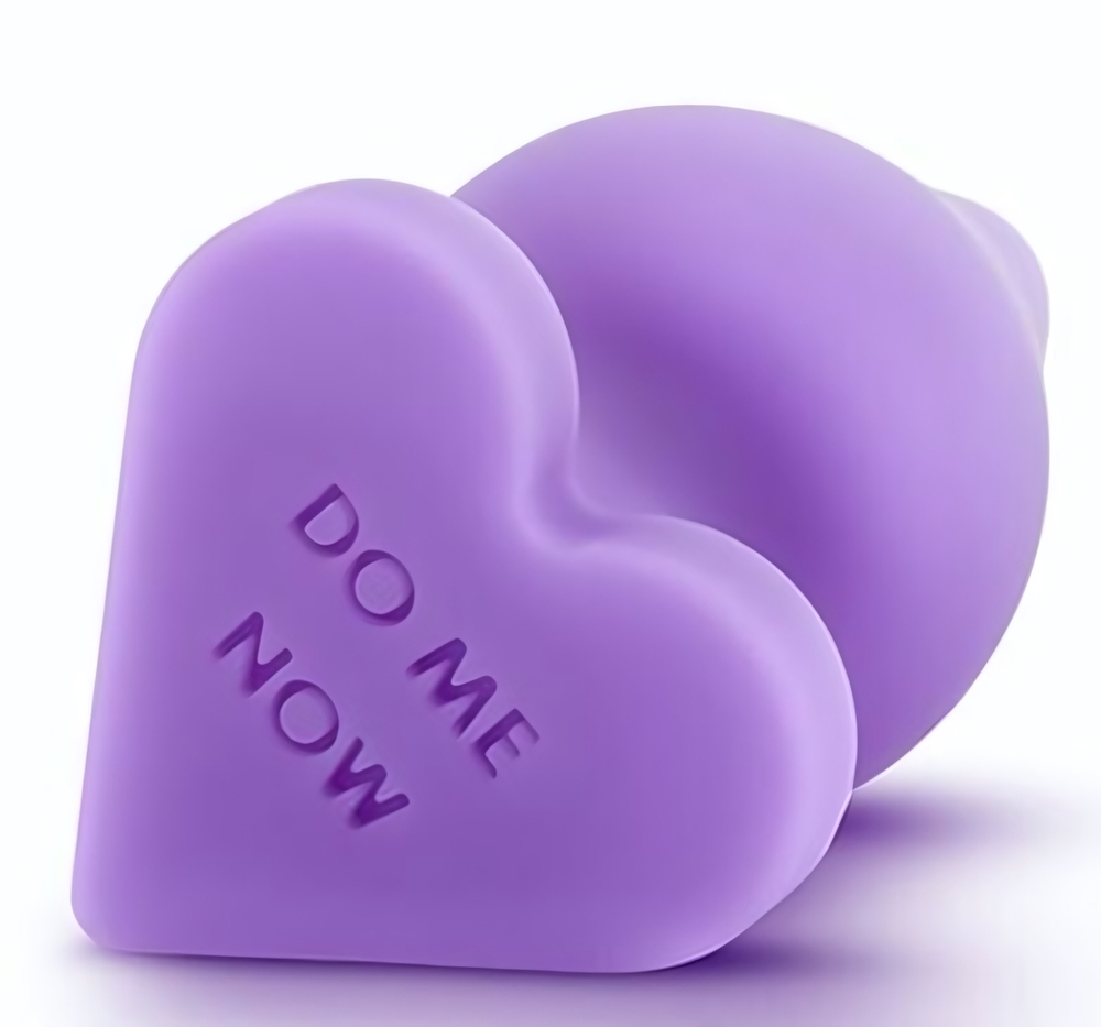 Фиолетовая анальная пробка Naughty Candy Heart Do Me Now - 8,9 см. (Цвет: фиолетовый)
