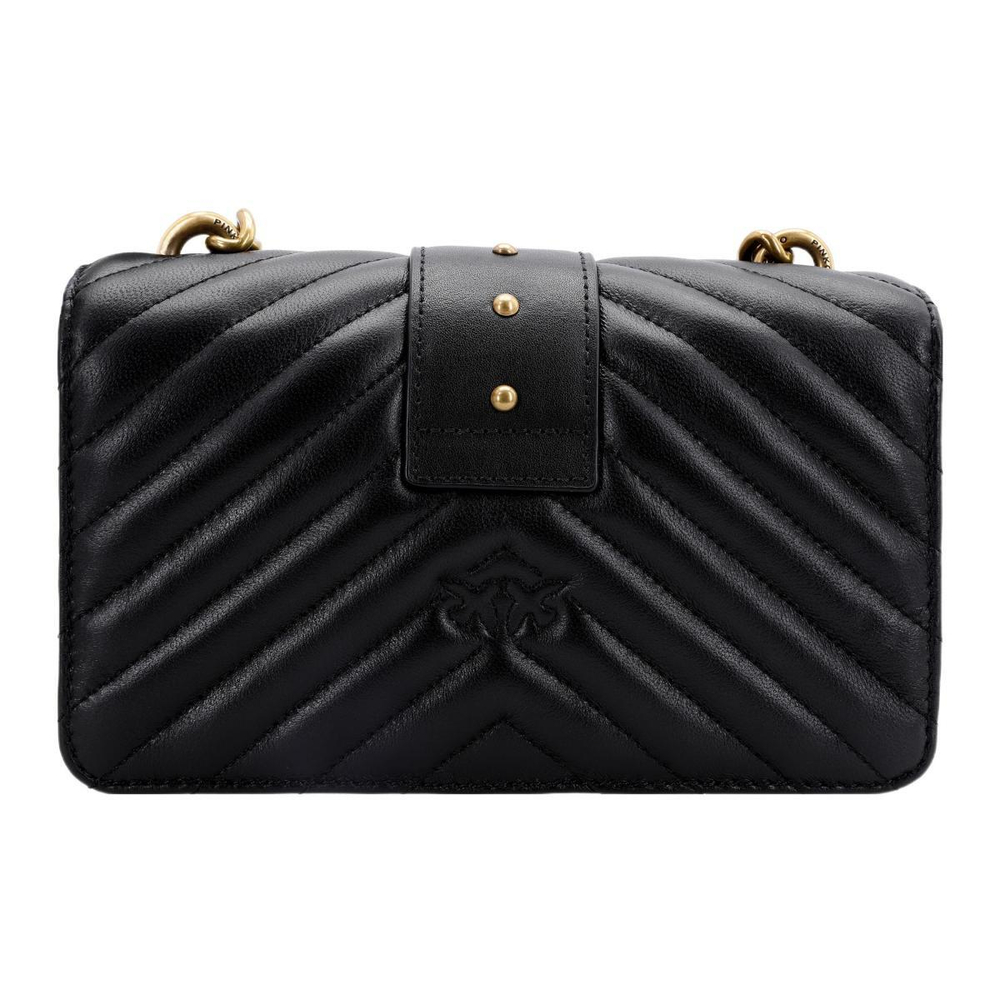 Сумка Pinko Quilt Quilted Fashion Rhombic Gold Buckle V-pattern Chain Shoulder Messenger Swallow Bacchus Bag Shoulder Bag Mini Black, 1P227L-Y6XV-Z99