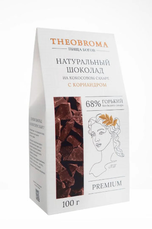 Пища Богов Горький шоколад 68% с кориандром (Кокосовый сахар) 100г