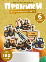 Набор имбирных пряников для украшения торта на день рождения мальчика. Техника 6 шт.,250 г