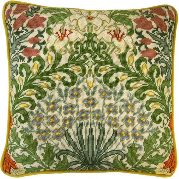 Набор для вышивания нитками Bothy Threads, подушка Garden William Morris (Сад), 35,5х35,5 см