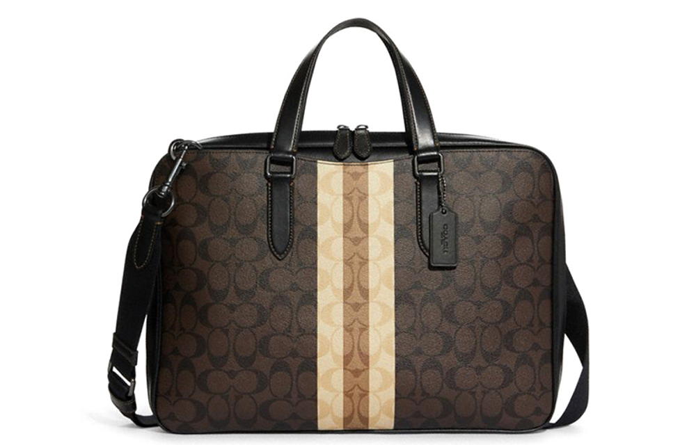COACH Calfskin PVC Crossbody Bag, Handbag Regular Men"s Brown Monogram