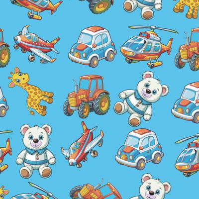 Детские игрушки(голубой фон)