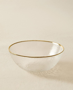 ZARA HOME ГЛУБОКАЯ ТАРЕЛКА С ЗОЛОТОЙ КАЙМОЙ, ПРОЗРАЧНЫЙ