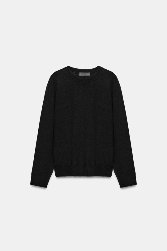 ZARA СВИТЕР ИЗ 100% ШЕРСТИ EXTRASOFT, ЧЕРНЫЙ