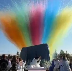 Разноцветный дневной фейерверк на регистрацию 50 выстрелов