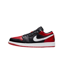 alt="Air Jordan 1 Low Alternate Bred Toe 553558-066 мужские кроссовки черно-красно-белые вид сбоку на белом фоне"