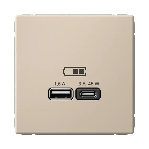 Розетка с USB A+C Systeme Electric ArtGallery Песочный GAL001229
