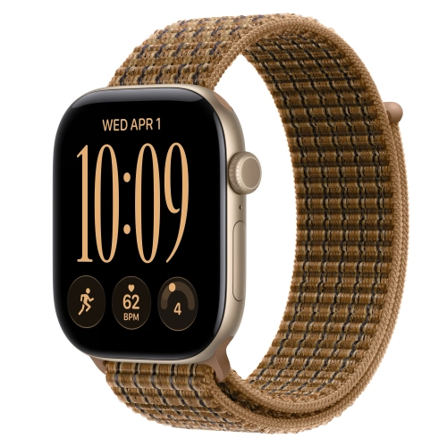 Умные часы Apple Watch Series 12 GPS, 46mm, Light Gold Aluminum Case with Light Umber Plaid Sport Loop