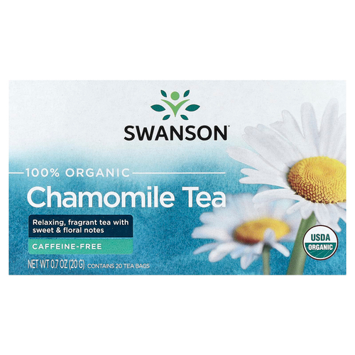 Swanson Vitamins, 100% органический ромашковый чай, без кофеина, 20 чайных пакетиков, 20 г (0,7 унции)