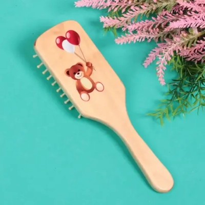 Расческа массажная деревянная «Baby brush» Медвежонок, цвет корич, 22*6,5см