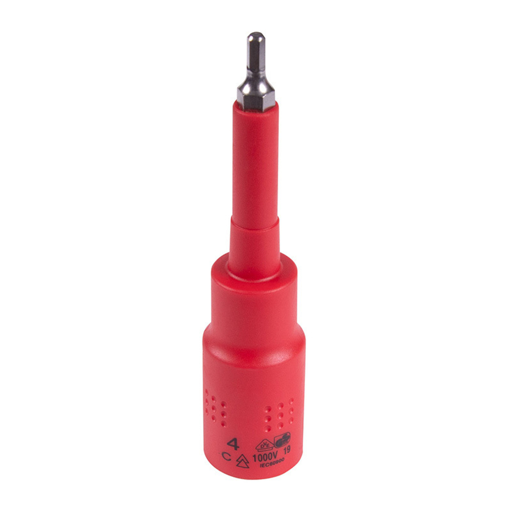 KING TONY (4035VE04) Насадка (бита) торцевая диэлектрическая 1/2", HEX, 4 мм, L = 120 мм