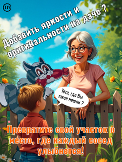 Декор на забор для дачи и сада Кот с колбасой (односторонний)