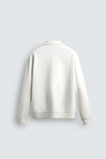 ZARA ТОЛСТОВКА-ПОЛО INTERLOCK НА МОЛНИИ, ЖЕЛТОВАТО-БЕЛЫЙ