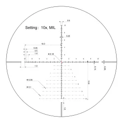 Прицел Vector Optics Veyron 3-12x44 IR, SF, MPR-V10 (MIL) - схема прицельной сетки с размерами на 10x