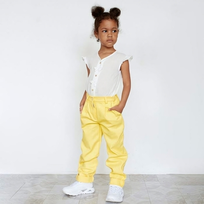 Брюки для девочек MINAKU: Casual collection KIDS, лимонный, р.110 6535022