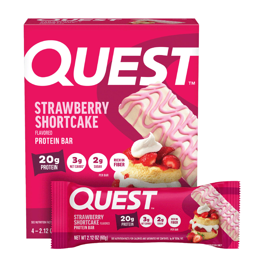 Quest Nutrition, протеиновый батончик, клубничное песочное печенье, 4 шт. по 60 г (2,12 унции)