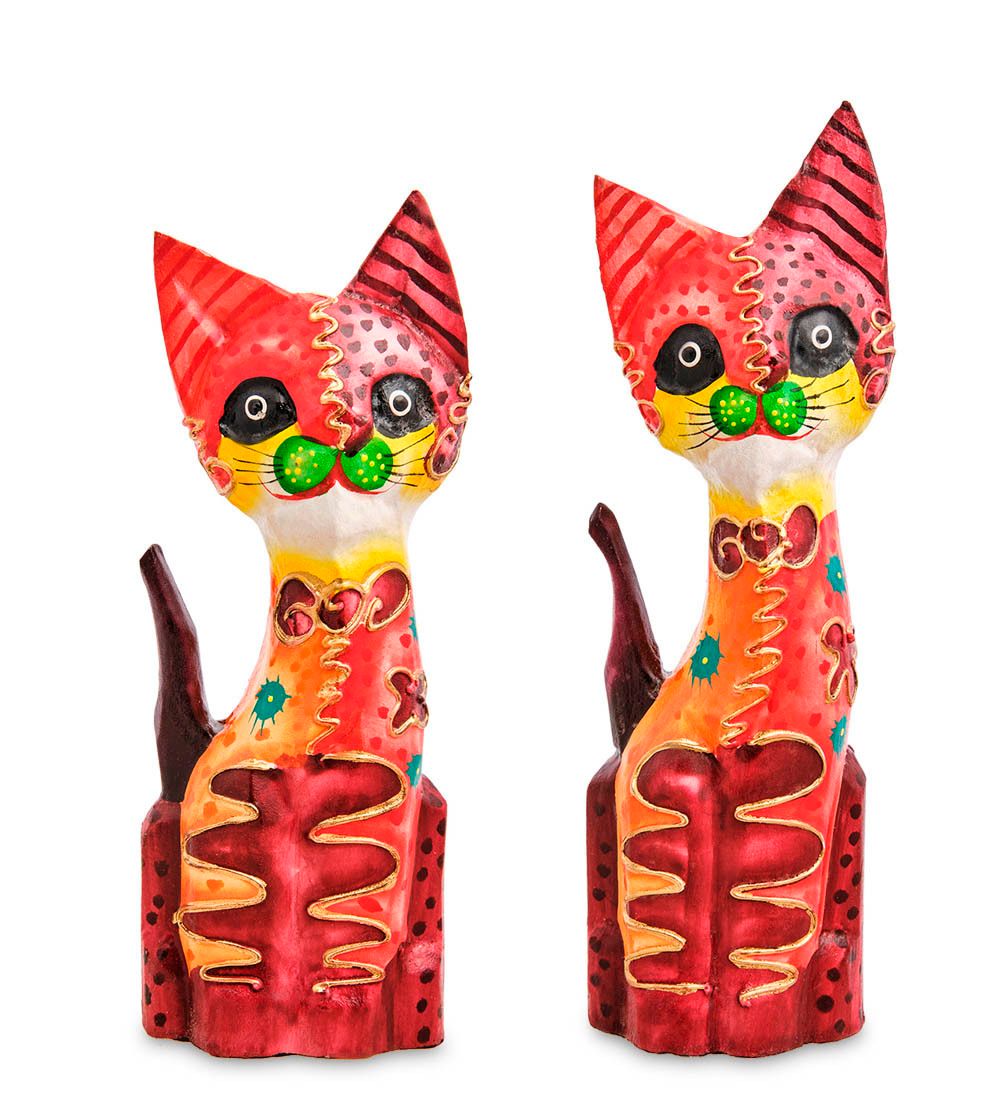 Decor and Gift 99-059 Фигурка «Кошка» н-р из двух 25, 20 см (албезия, о.Бали)