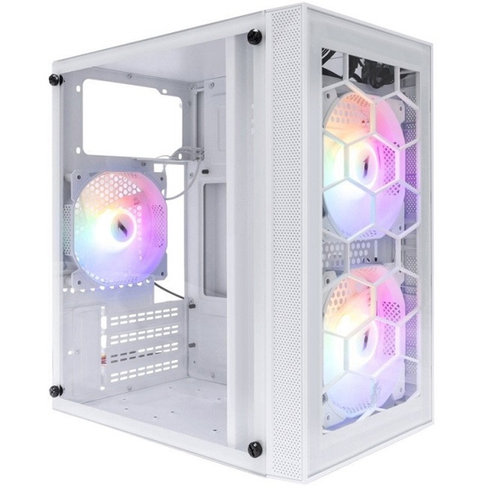 Корпус Mini-Tower 1STPLAYER FIREBASE X1 ARGB, mATX, белый (X1-WH-3F1-W)
