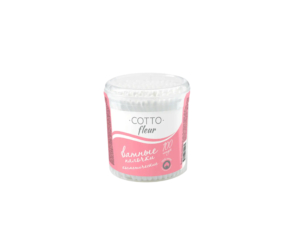 Ватные палочки в цилиндре Cotto FLEUR 100 шт.