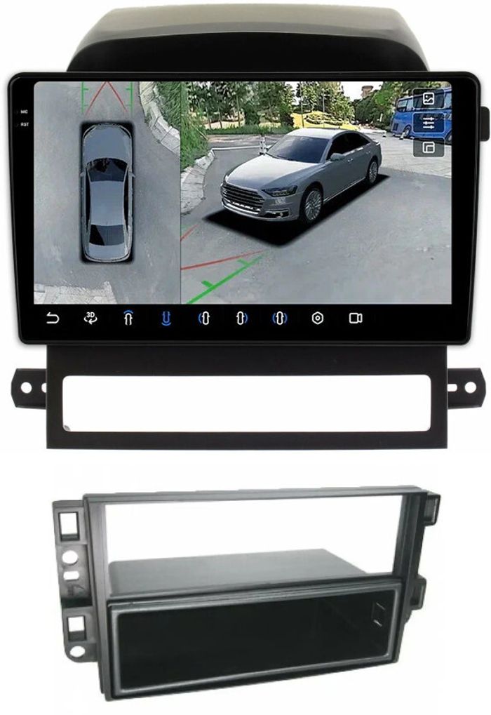 Магнитола для Chevrolet Captiva 2006-2011 (перенос БК вниз) - FarCar BX022M-360 монитор 9.5" 2K QLED на Android 13, Быстрая, CarPlay, 4G SIM-слот, 4 камеры в комплекте