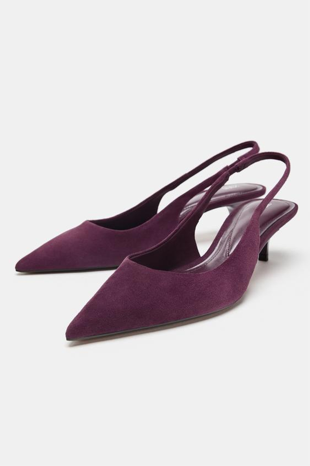 ZARA ЗАМШЕВЫЕ ТУФЛИ-МЮЛИ, ФИОЛЕТОВЫЙ