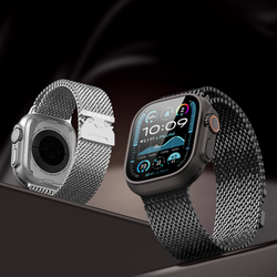 Ремешок из нержавеющей стали черного цвета от Dux Ducis для смарт часов Apple Watch 38, 40, 41 и 42мм, серия Milanese Air Series (миланская петля)